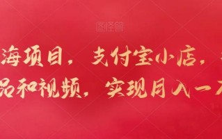 新蓝海项目，支付宝小店，搬运商品和视频，实现月入一万+【揭秘】