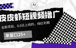皮皮虾短视频撸广，单窗口收益25+！