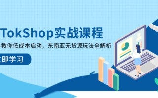 TikTokShop实战课程，手把手教你低成本启动，东南亚无货源玩法全解析