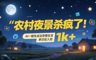 农村夜景杀疯了！AI一键生成治愈系慢生活，单日狂入1k+