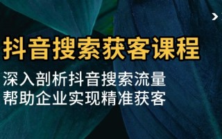 抖音搜索获客课程：深入剖析抖音搜索流量，帮助企业实现精准获客