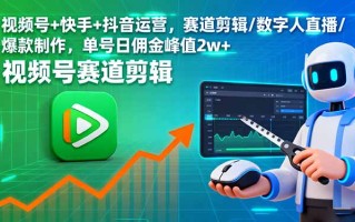 视频号+快手+抖音运营，赛道剪辑/数字人直播/爆款制作，单号日佣金峰值2w+