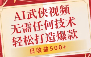 AI武侠视频，无脑打造爆款视频，小白无压力上手，无需任何技术，日收益500+【揭秘】