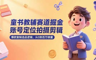 童书教辅赛道掘金，账号定位拍摄剪辑，爆款复制选品逻辑，从0到百万销量