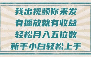 不剪辑不直播不露脸，有播放就有收益，轻松月入五位数，新手小白轻松上手