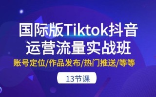 国际版Tiktok抖音运营流量实战班：账号定位/作品发布/热门推送/等等-13节