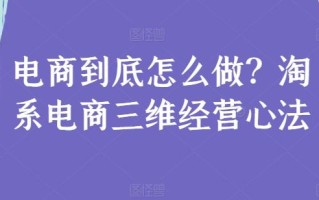 电商到底怎么做？淘系电商三维经营心法