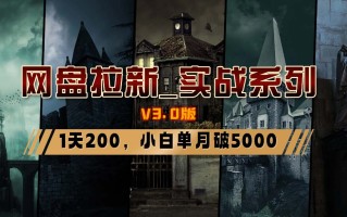 网盘拉新_实战系列，小白单月破5K(v3.0版保姆级教程)