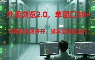 外卖浏览2.0，单窗口30+可矩阵无限多开，脚本全自动运行【揭秘】