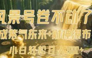 风景号卷不动了？AI一键生成紫气东来+财神瀑布视频，小白轻松日入数张