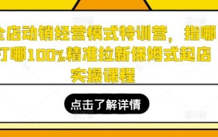 全店动销经营模式特训营，指哪打哪100%精准拉新保姆式起店实操课程