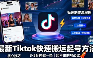 最新Tiktok快速搬运快速起号方法，3-5分钟做一条，起不来的号可以试试