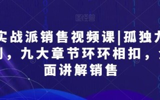 实战派销售视频课|孤独九剑，九大章节环环相扣，全面讲解销售
