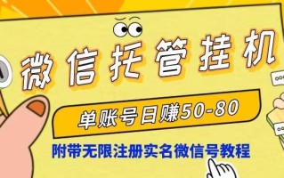 微信托管挂机，单号日赚50-80，项目操作简单(附无限注册实名微信号教程