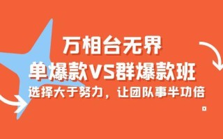 (10065期)万相台无界-单爆款VS群爆款班：选择大于努力，让团队事半功倍(16节课)