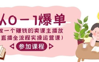 从0-1爆单做一个赚钱的卖课主播放(直播全流程实操运营课)