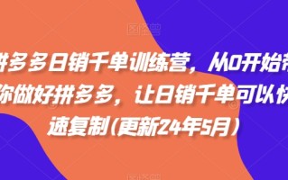 拼多多日销千单训练营，从0开始带你做好拼多多，让日销千单可以快速复制(更新24年11月)