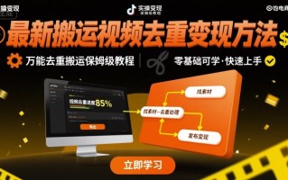 最新搬运视频去重变现方法，万能去重搬运保姆级教程