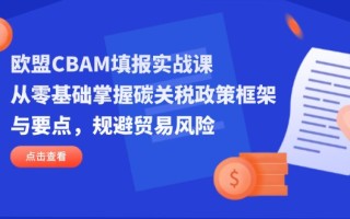 欧盟CBAM填报实战课，从零基础掌握碳关税政策框架与要点，规避贸易风险