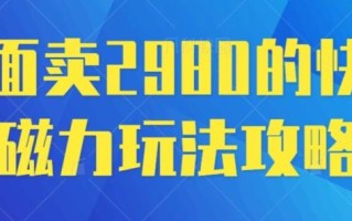 外面卖2980的快手磁力搬砖教程，适合新手小白操作