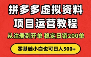 拼多多开店运营课程： 蓝海变现玩法，轻松实现睡后收入 零基础小白也可…