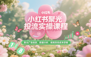 小红书聚光投流实操课程，聚光广告投放、数据分析、做高效低成本获客