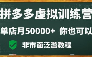 拼多多虚拟电商训练营月入30000+你也行，暴利稳定长久，副业首选