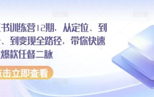 小红书训练营12期，从定位、到起号、到变现全路径，带你快速打通爆款任督二脉