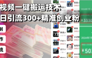 西瓜视频一键搬运技术，稳定日引流300+精准创业粉，简单可复制给团队，…