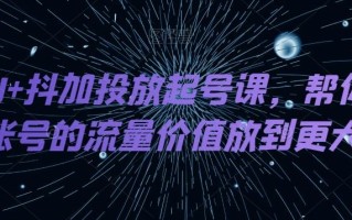 DOU+抖加投放起号课，帮你把账号的流量价值放到更大