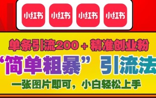 12月底小红书”简单粗暴“引流法，单条引流200+精准创业粉