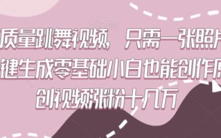 高质量跳舞视频，只需一张照片一键生成零基础小白也能创作原创视频涨粉十几万【揭秘】
