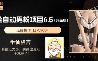 男粉项目6.5升级版，全自动男粉项目，日收入1K+【揭秘】