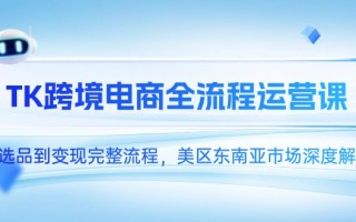 TK跨境电商全流程运营课，从选品到变现完整流程，美区东南亚市场深度解析