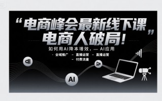 电商峰会最新线下课，电商人破局，如何用AI降本增效，AI应用-全域推广-直播运营-付费流量