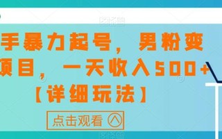 快手暴力起号，男粉变现项目，一天收入500+【详细玩法】【揭秘】