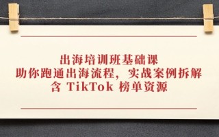 出海培训班基础课，助你跑通出海流程，实战案例拆解，含 TikTok 榜单资源