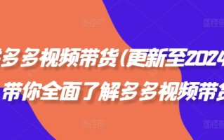拼多多视频带货(更新至2024)，带你全面了解多多视频带货