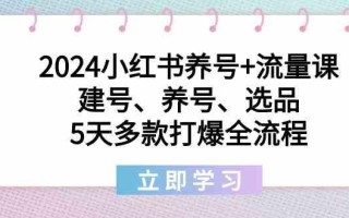 2024小红书养号+流量课：建号、养号、选品，5天多款打爆全流程