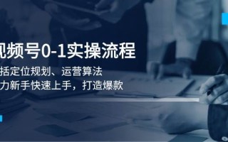 视频号0-1实战流程，包括定位规划、运营算法，助力新手快速上手，打造爆款