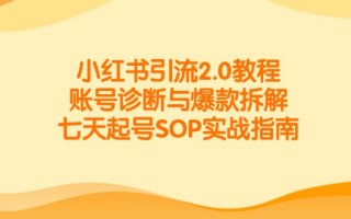 小红书引流2.0教程，账号诊断与爆款拆解，七天起号SOP实战指南