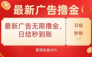 最新广告无限撸金，日结秒到，管道40%