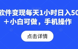 AI软件变现每天1小时日入500＋小白可做，手机操作