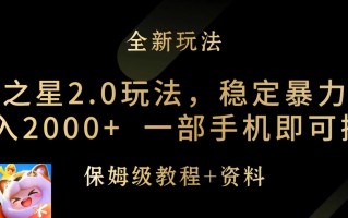 (9544期)元梦之星2.0玩法，稳定暴力变现，日入2000+，一部手机即可操作