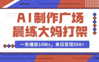 AI制作广场晨练大妈打架，一条播放10W+，单日变现多张【揭秘】