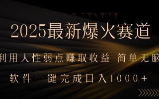 2025最新爆火赛道，利用人生弱点赚取收益，全程一键批量制作，小白轻松…