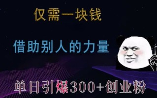 仅需一块钱，借助别人的力量，单日引爆300+创业粉、兼职粉【揭秘】