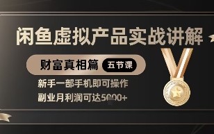 精品！闲鱼虚拟产品实战讲解，新手一部手机即可操作，副业月利润可达5k+