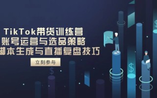 TikTok带货训练营，账号运营与选品策略，AI脚本生成与直播复盘技巧