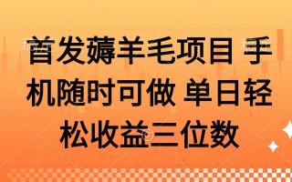 薅羊毛项目 手机随时可做 单日轻松收益三位数